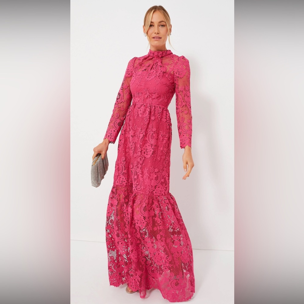 Brand new hot pink lace maxi dress, SELF PORTRAIT, size 10, new with tags